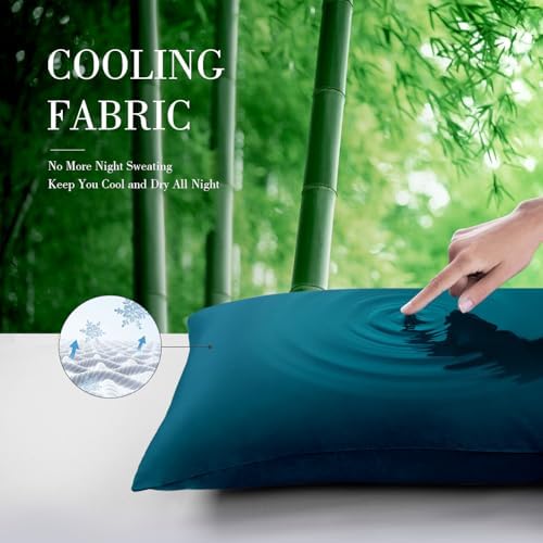 WishSmile Cooling Body Pillow Cover Pillowcase King Pillow Cases Set of 1,Hair and Skin Friendly,Teal,20x54 inches - Image 2