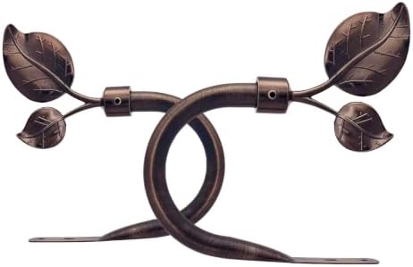 Leaf Curtain Holdbacks, Set of 2 - Wall Mounted Metal Tieback Hooks for Curtains, Adjustable Finial, Antique Bronze by ARNORX