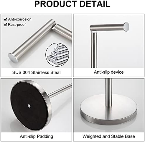 BGL Toilet Paper Holder Standing On Floor, Brushed Nickel, Tissue Holder On Floor with Reserve Storage Paper Rolls, Free-Standing Roll Paper Holder - Image 3