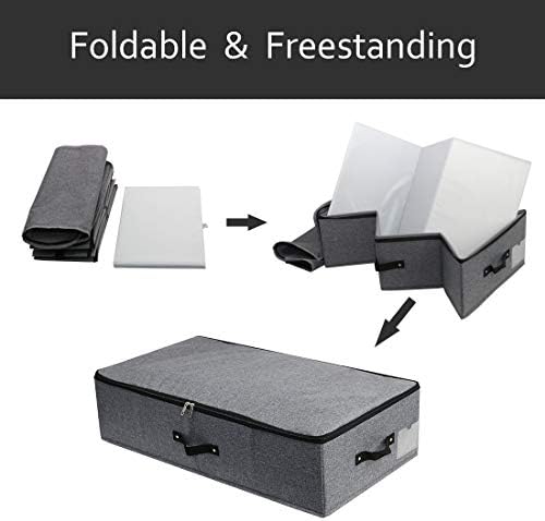 AMJ Large Under Bed Storage Containers, 3 Pack Closet Organizers Bins, Foldable Closet Organizers Storage for Blankets, Towels, Comforter, Sweaters, Linen Sheets, Wrapping Paper (Black Grey) - Image 5