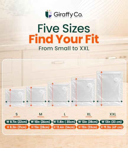 GIRAFFYCO 10 Medium Reusable Vacuum Sealer Bags, 10 x 11 in, Airtight Food - Image 5