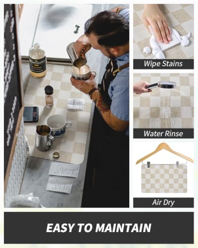 AMOAMI Dish Drying Mat for Kitchen Counter-Coffee Mat Bar Accessories, Hide Stain, Rubber Backed, Absorbent, Fit Under Coffee Maker, Espresso Machine, Pot, Dish Rack,(16X24,Buffalo Beige) - Image 2