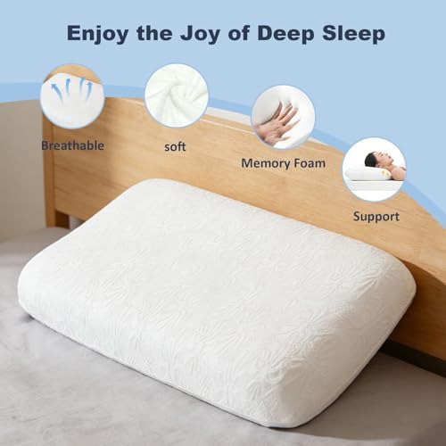 Unimatta White Velvet Bed Pillows for Sleeping 1 Pack - 27.6x15.7x3.9 Inch Gel Infused Memory Foam Queen Size Pillow with Jacquard Cover - Soft Support for Side, Back and Stomach Sleepers - Image 5
