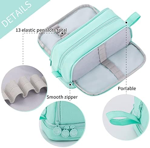 CICIMELON Large Pencil Case, 4 Compartment Pen Pouch, Mint Green - Image 4