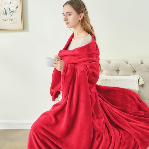 BEDELITE Fleece Blanket Soft Plush Throw for Couch Red 50"x70" - Image 5