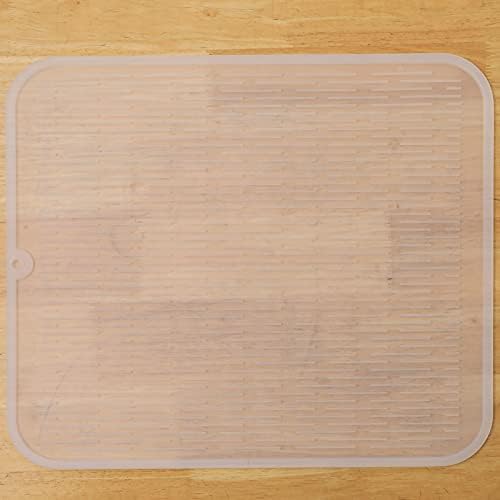 MicoYang Silicone Dish Drying Mat for Multiple Usage,Easy clean,Eco-friendly,Heat-resistant Silicone Mat for Kitchen Counter or Sink,Refrigerator or Drawer Liner Translucent 2XL 24 inches x 18 inches by MicoYang