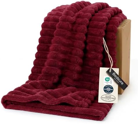 Bedsure Soft Throw Blanket for Couch Decor Gifts Deep Red 50"x60" by BEDSURE