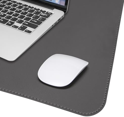 AFIING Leather Desk Pad Protector, 47" x 17" Large Desk Mat with Natural Cork & PU Leather, Mouse Pad, Non-Slip, Waterproof Desk Writing Pad for Office and Home (Dark Grey) - Image 5
