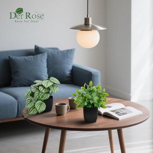 Der Rose 6Pcs Small Faux Plants Indoor with Black Pots for Bathroom Decor - Image 5