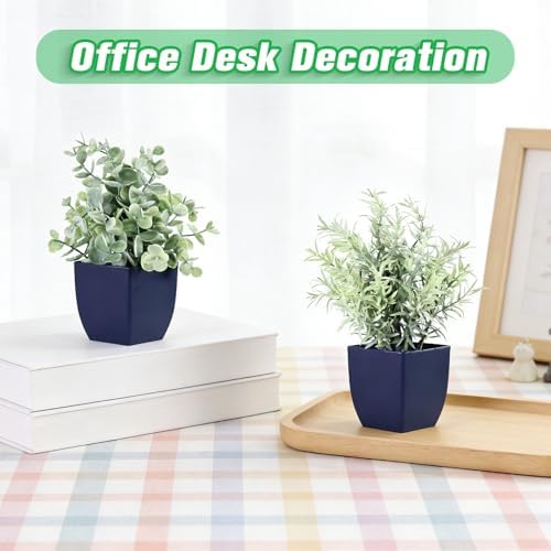 4pcs Fake Small Plants, Artificial Greenery Potted Plant for Home Office Decor, Small Faux Gray Grass Eucalyptus for Bathroom Plants Decoration, Mini Blue Plant Potted Table Shelf Decoration - Image 6