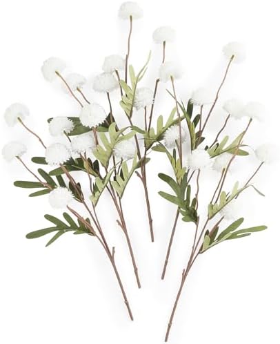 Floroom 5pcs White Faux Silk Mums Artificial Flowers, Bulk Fake Small Mini Chrysanthemums with Stems for DIY Wedding Centerpieces Floral Arrangements Vase Fillers Home Decorations by Floroom
