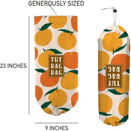 Plastic Bag Organizer,Reusable Grocery Country Style Plastic Bag Dispenser, ​for Home Kitchen Travelling Camping Decor, use 1 Pack，Tangerine Pattern - Image 4