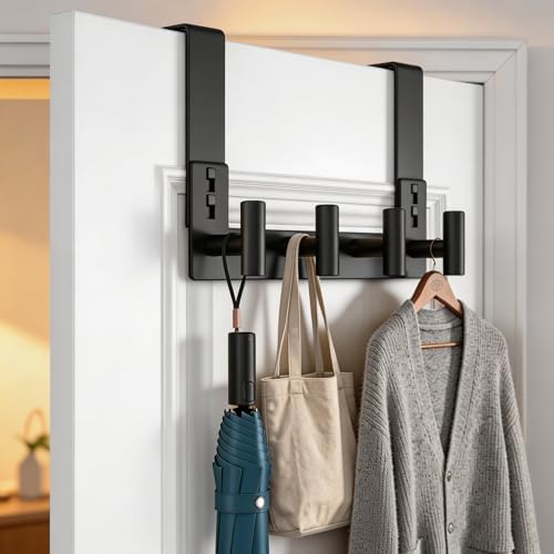 HUFEEOH 1-Pack 4-Hook T-Shape Door Towel Organizer, Fits 1-3/4-Inch Doors - Image 4