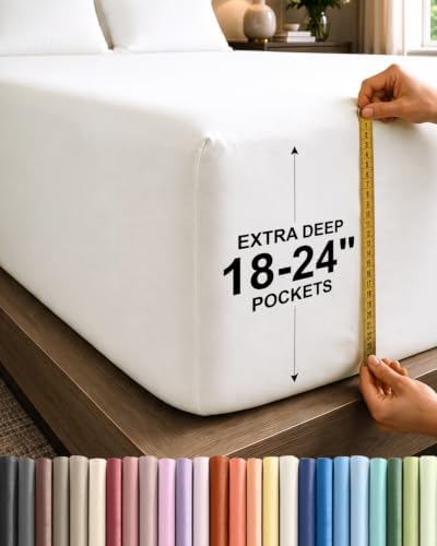 CGK Extra Deep Twin Single Fitted Sheet Only - Antique White by CGKUnlimited