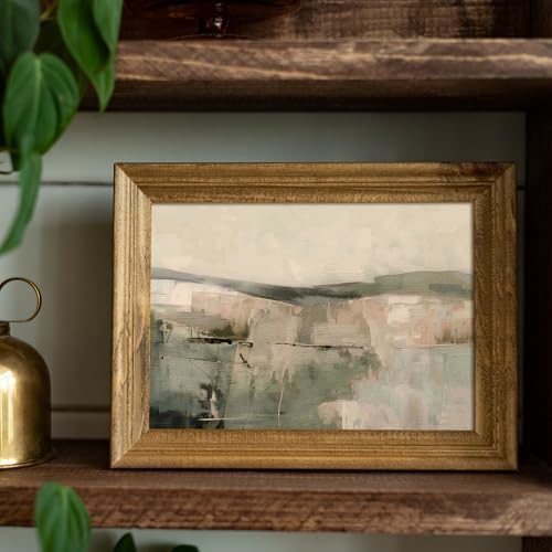 uniro Checkered Abstract Landscape Painting, Neutral Minimalist Print, Earthy Green Midcentury Modern Decor, Rustic Printable Wall Art, Moody Muted Scenery Decor, Soft Earthy Country Wall Art - 8x10 Unframed - Image 2