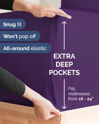CGK Linens 2 Pack Extra Deep Cal King Fitted Sheets - Purple - Image 2