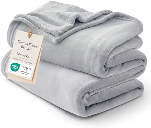 Bedsure GentleSoft Fleece Blanket California King Light Grey - Lightweight Plush Fuzzy Cozy Soft Bed Blankets, 102x96 inches by BEDSURE