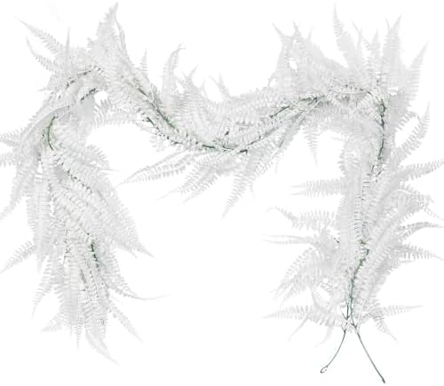 RECUTMS 2Pcs 5.8Ft Artificial Fall Boston Fern Vines White Greenery Garland by RECUTMS