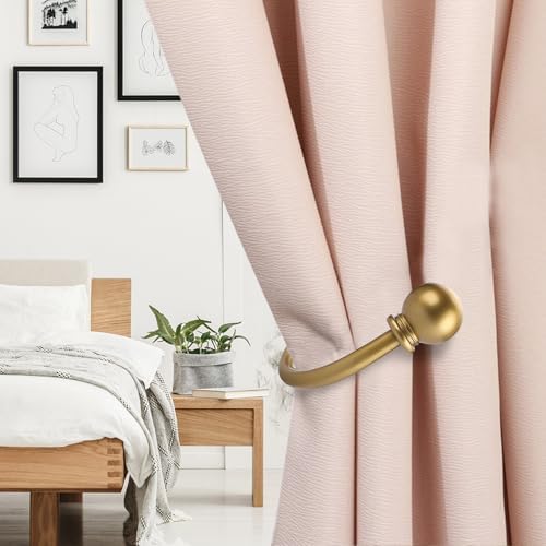 Sumnacon Curtain Holdbacks 4 Pcs Wall Mounted Curtain Tiebacks, Gold - Image 2