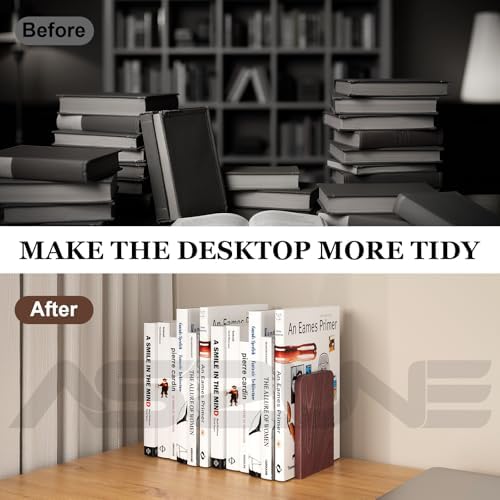 Book Ends 4Pair Wooden Heavy Duty Non Slip Book for Shelf Books & Media - Image 4