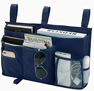 Bseash Bunk Bed Organizer, Bedside Caddy Hanging Bed Organizer Storage Bag 8 Pockets, for College Dorm Rooms Bed, Hospital Bed, Baby Bed Rails, 600D Oxford Cloth (Navy Blue) by Bseash