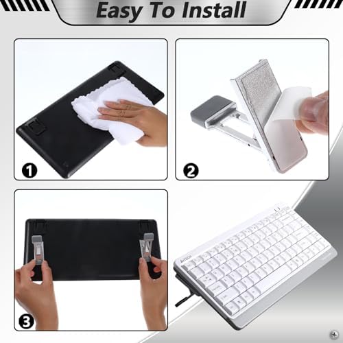 2 Pcs Keyboard Riser Tilt Stand Laptop Feet Riser Adhesive Keyboard Stands Portable Three Tilt Angle Adjustable, Foldable Laptop Risers with Anti-Slip Pads for More Keyboards Cellphone Laptops - Image 6