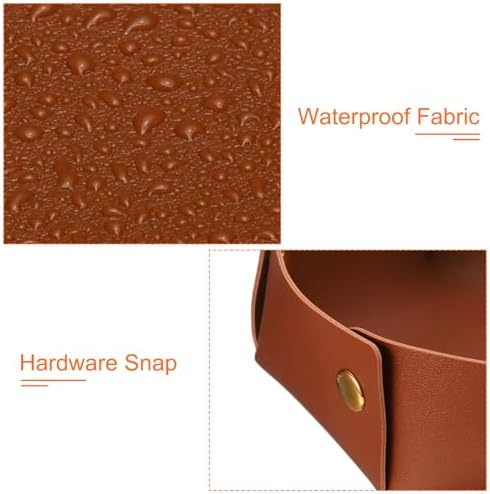uxcell 2 Pcs Valet Tray for Women and Men, PU Leather Jewelry Tray Entryway Table Bedside Nightstand Catchall Storage Organizer for Jewelry Key Coin Watch Wallet (2 Size, Light Brown) - Image 3