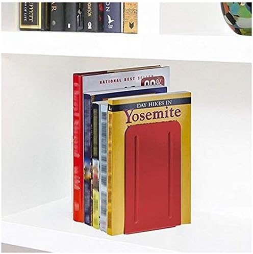 Acrimet Bookends for Shelves, Non-Skid Book Holder, Heavy Duty Book Stopper, Steel Metal Book Ends Storage for Home, Library, 6 7/8" H x 4" W x 4 1/2" D (Red) (1 Pair / 2 Pieces) - Image 6