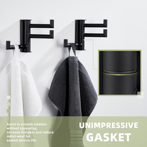 Suyar Bathroom Towel Hook Matte Black, Swivel Coat Robe Holder with 3 Arms - Image 6