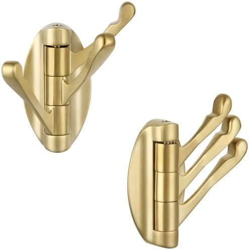 Angle Simple Swivel Towel Hook Brushed Dark Gold, Bathroom Hook 2 Pack by AngleSimple