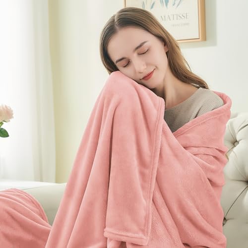 BEDELITE Fleece Blanket Soft Plush Throw for Couch Pink 50"x60" - Image 4