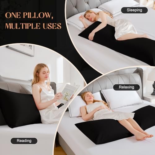 DOWNSTORIA Memory Foam Body Pillow for Adults with Removable Cover, Full Long Pillow Insert for Side Sleepers, Breathable Soft Bed Pillows for Sleeping(Black, 20 x 54 Inch) - Image 3