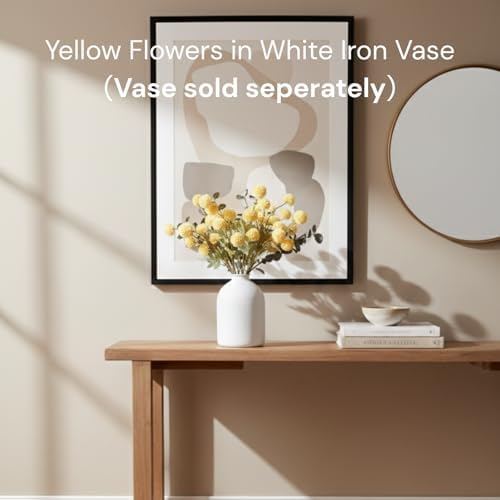Yellow Flowers Artificial 10 Long Stems Kiku Flower With Eucalyptus - Image 3
