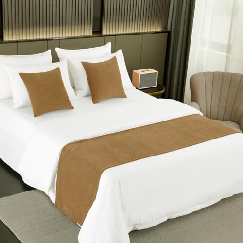 AMBERIS Bed Runner Single Layer Chenille Brown, Modern Style Bed Scarves for Home Hotel Decorations (Pillowcases Sold Separately) by AMBERIS