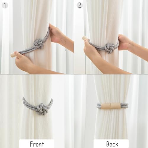 Magnetic Curtain Tiebacks Holdbacks Rope Curtain Tie Backs Outdoor Contoeey - Image 3