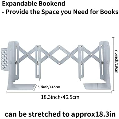 MSDADA Adjustable Bookends, Metal Book Ends for Heavy Books, Expandable Book Organizer with Pen Holder for Desk, Shelf, Office, The First Day of School Stationery Gift for Students,Teachers (White) - Image 5