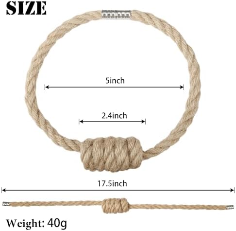BEL AVENIR Magnetic Jute Curtain Tiebacks 4 Pack Hand-Woven Curtain Ties - Image 2
