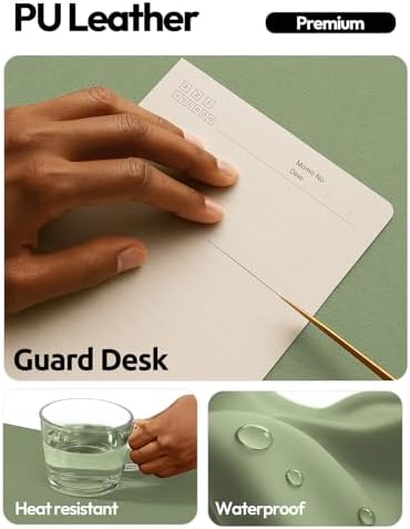 YSAGi Leather Desk Protector, Office Mat, Large Mouse Mat, Non-Slip PU Leather Blotter, Laptop Desk Mat, Waterproof Writing Pad for Office and Home (Bamboo Green, 31.5" x 15.8") - Image 3