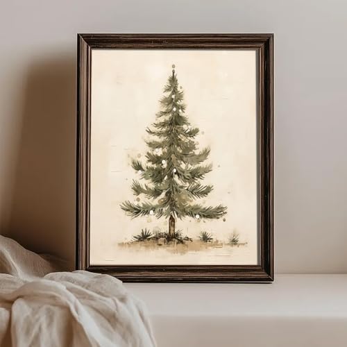 Vintage Christmas Tree Christmas Wall Art, Christmas Tree Art Print Pine Tree Vintage Print, Christmas Decor Holiday Decor Gift, Botanical Winter Art Christmas Tree Wall Decor-(11x14" Unframed) - Image 4