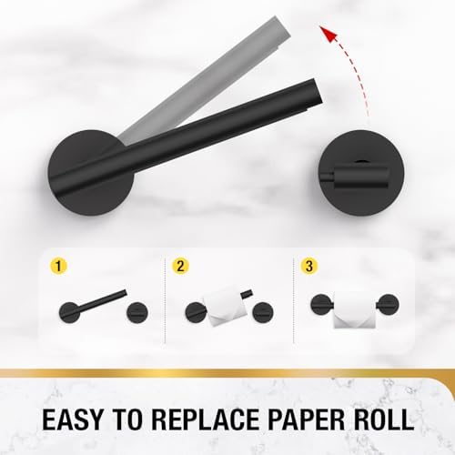 HITSLAM 2 Pack Matte Black Toilet Paper Holder, Double Post Pivoting, SS304 - Image 5