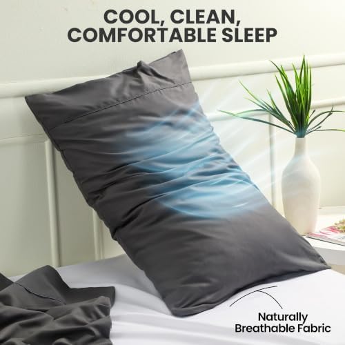 Pillow Covers Queen Size Set of 6, Soft and Comfy Pillow Cases, Grey - Image 5