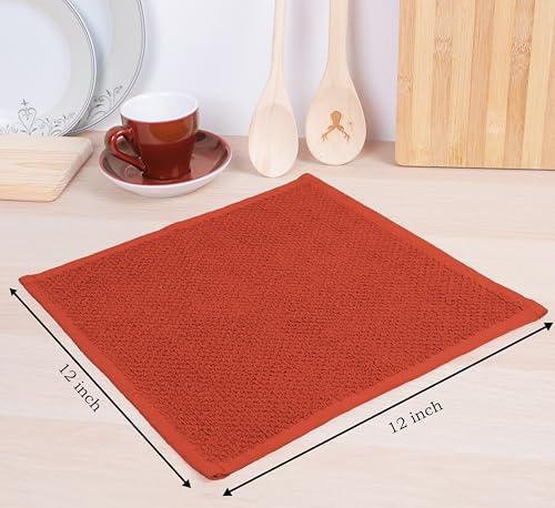 AMOUR INFINI Cotton Kitchen Dish Cloths Set of 8 – Highly Absorbent, Super Soft Premium Terry Cleaning Cloth (12"x12" Inch) Premium Dishcloths for Washing Dishes (Rust) - Image 2