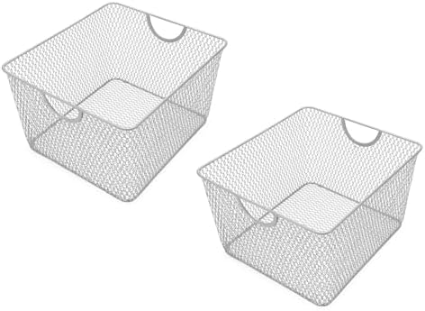 YBM HOME Kitchen Pantry Organizer Wire Basket for Shelves, Cabinets, Pantry, Countertop, Mesh Open Storage Bin Metal Basket for Organizing Food Supplies 10" x 8.8" x 5.8”, Pack of 2 by YBMHome