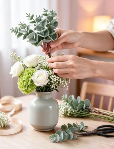 Mini Artificial Eucalyptus Stems, 6 Packs Fake Greenery Leaves 6 Inch - Image 4