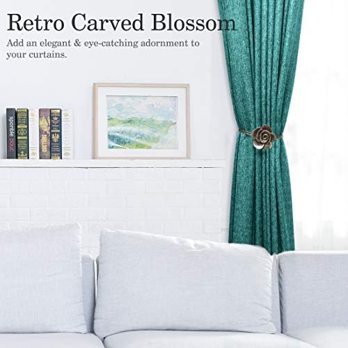 Lewondr Magnetic Curtain Tiebacks, Flower Vintage Curtain Holdbacks, Bronze - Image 5