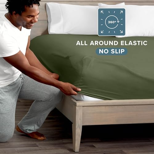 Bare Home Twin Fitted Sheet - 1800 Ultra-Soft (Twin, Cypress) - Image 3