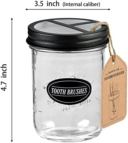 Mason Jar Toothbrush Holder-Black-with 16 Ounce Mason Jar - Image 3