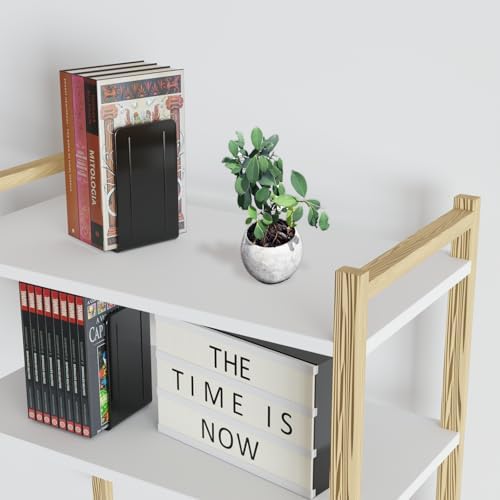 Acrimet Plastic Bookends for Bookcases, Shelves and Desktop, Plastic Book Holders (Black Color) (1 Pair) - Image 4