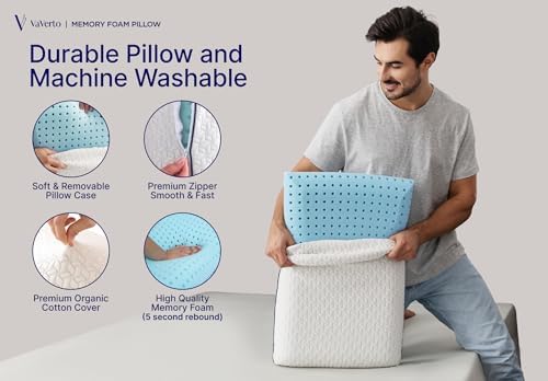 Vaverto Memory Foam Pillows Queen - Firm Pillow - Queen Size 1-Pack - Image 4