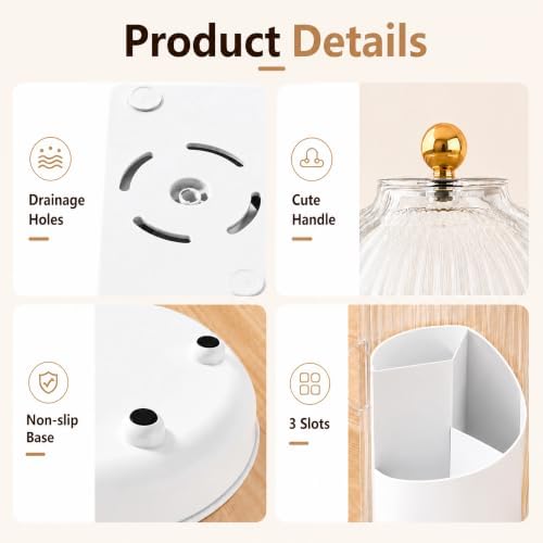 Toothbrush Holders with Cover Toothpaste Organizer for Bathroom, White - Image 5